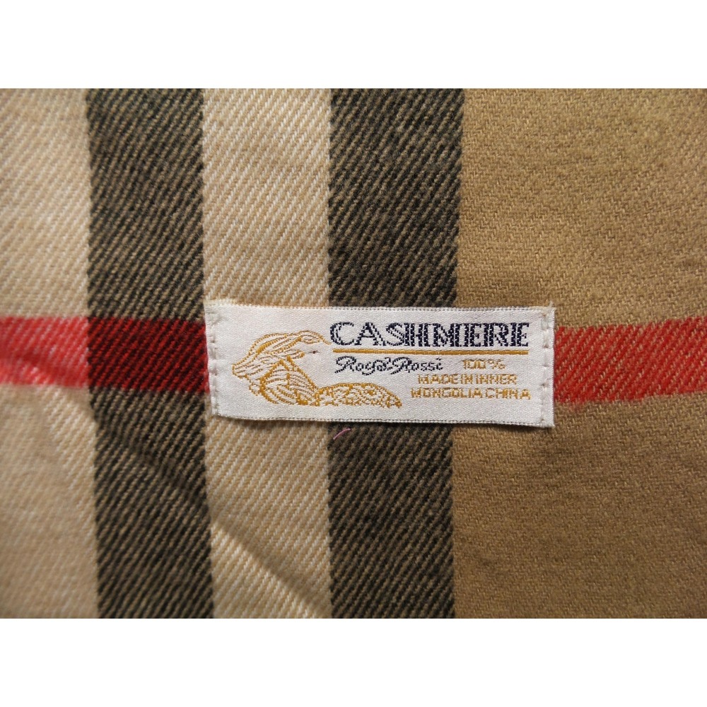 Royal Rossi Scarf Mens Womens Tan Plaid Cashmere Soft Fringed Wrap Classic - Picture 3 of 7